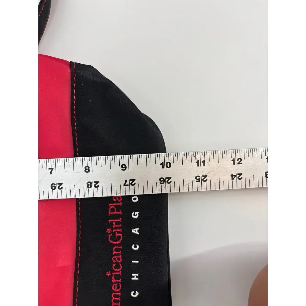 American Girl Place Chicago Red Black Backpack Zippered Front Pocket